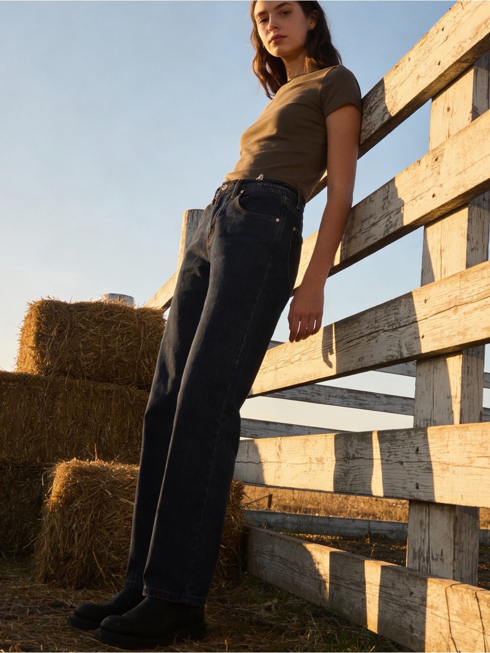 Farm Girl | Women’s Dark Blue Straight-Leg Jeans Made in Madagascar | 8P